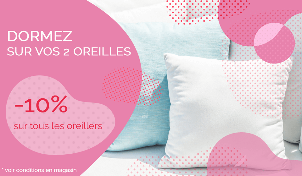 promotion sur des oreillers par univers literie